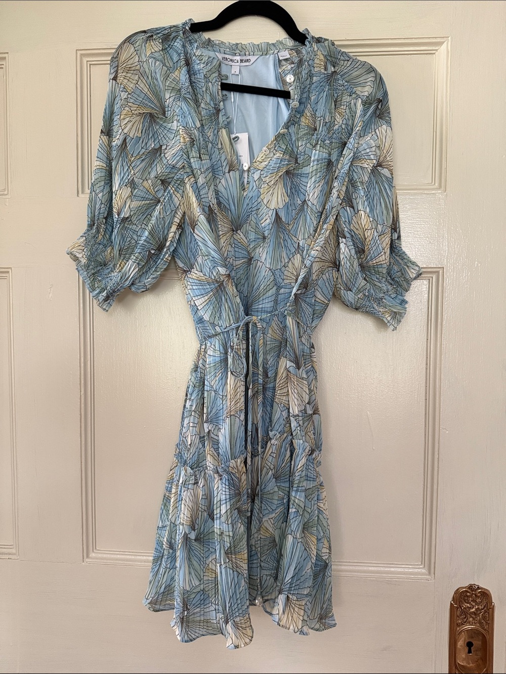 Veronica Beard NWT Dorrie Light Blue Floral Print Mini Dress